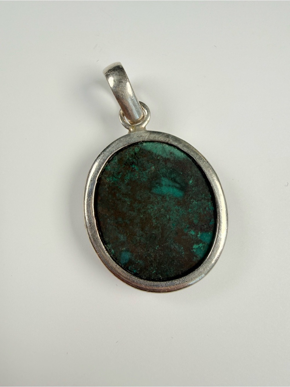 Old Southwest Turquoise Large 1.75" Sterling Silver 925 Round Pendant Necklace - Picture 4 of 6